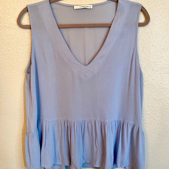 Caramela Tops - Caramela Ruffle, Peplum-Style Top EUC